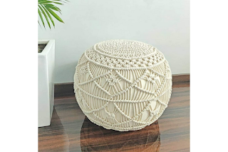 IVAZA Pouf Puffy for Living Room Sitting Round Ottoman Bean Filled Stool