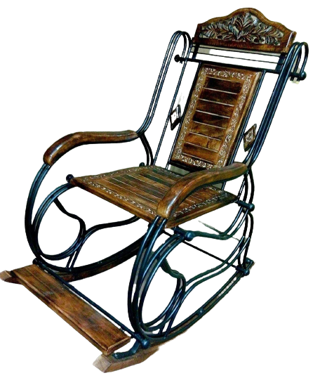 Kundi Wooden & Iron Rocking Chair